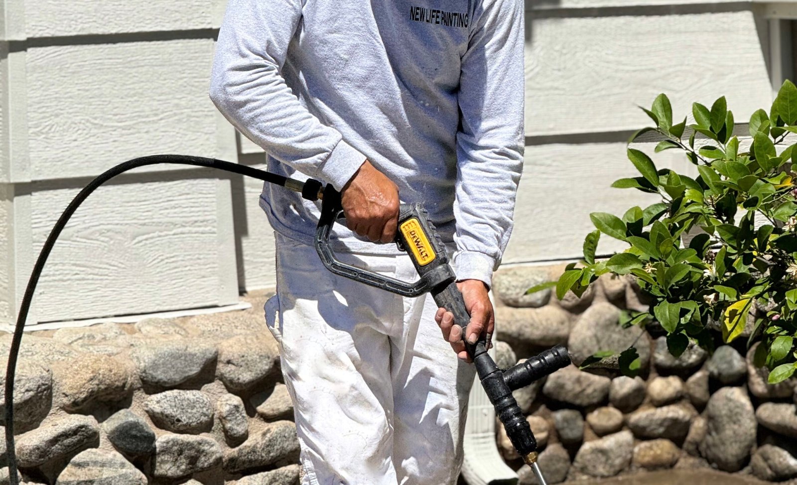 Pressure washing and exterior surface