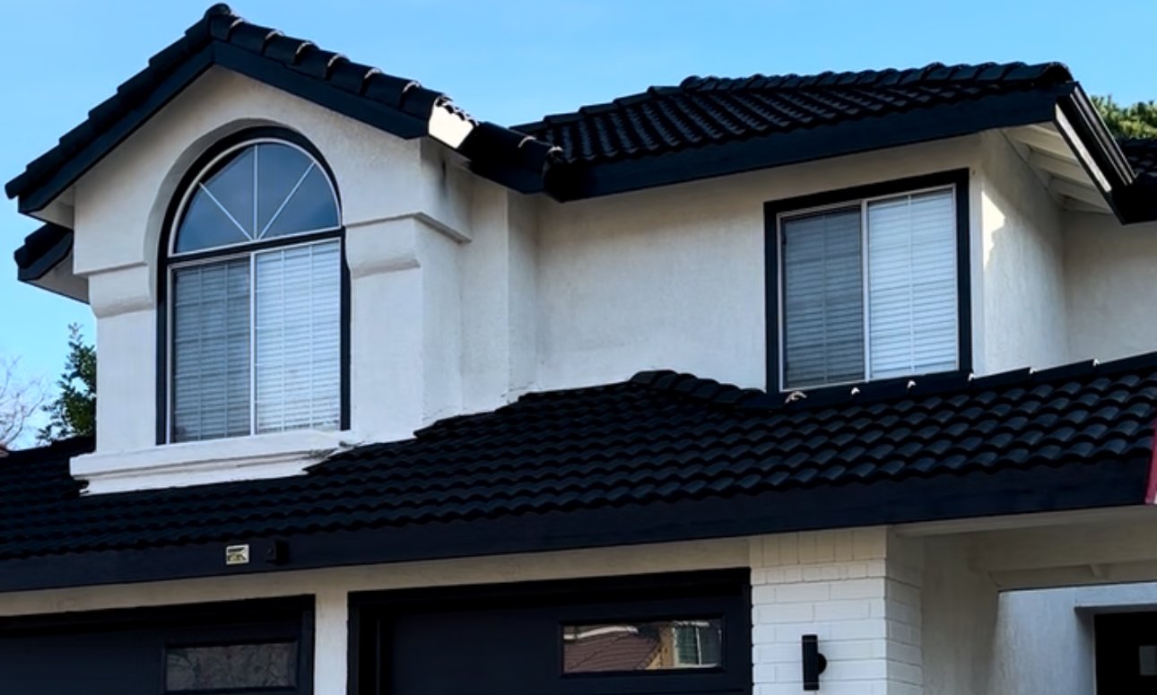 Painted residential roof exterior