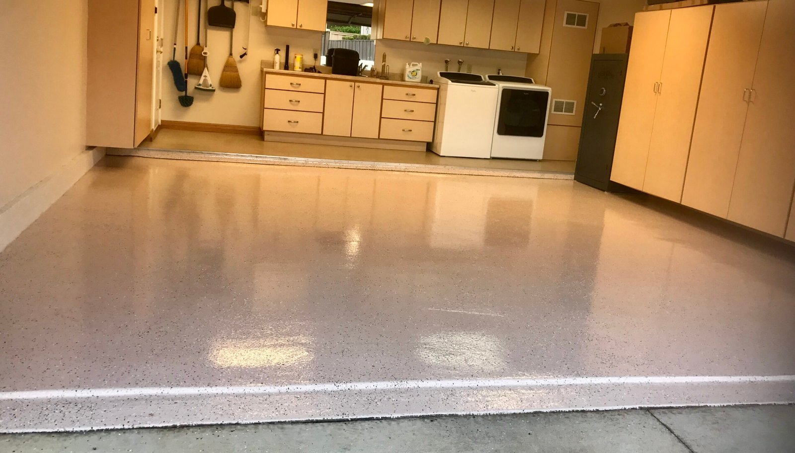 Garage floor with epoxy coating
